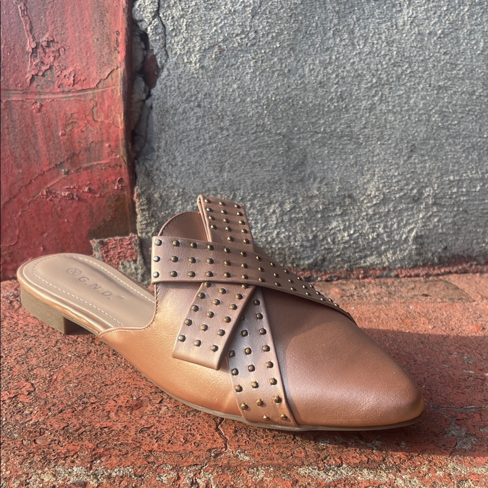 Elegant Brown Studded Mules